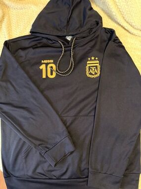 Messi 10 Argentina AFA Navy Hoodie - Gold Crest #Messi